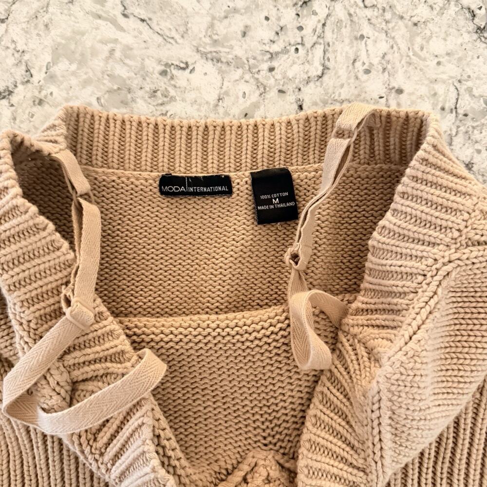 Y2K Victoria’s Secret Mota Intl Sweater Tank Top M Cream Cotton Knit - Picture 7 of 12